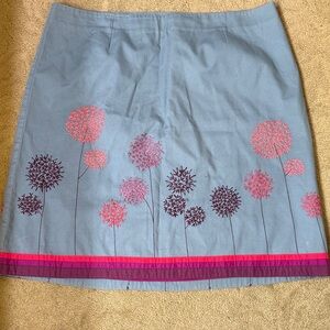 Boden A-Line Skirt - Dusty Blue Gray with Pink and Purple Accents